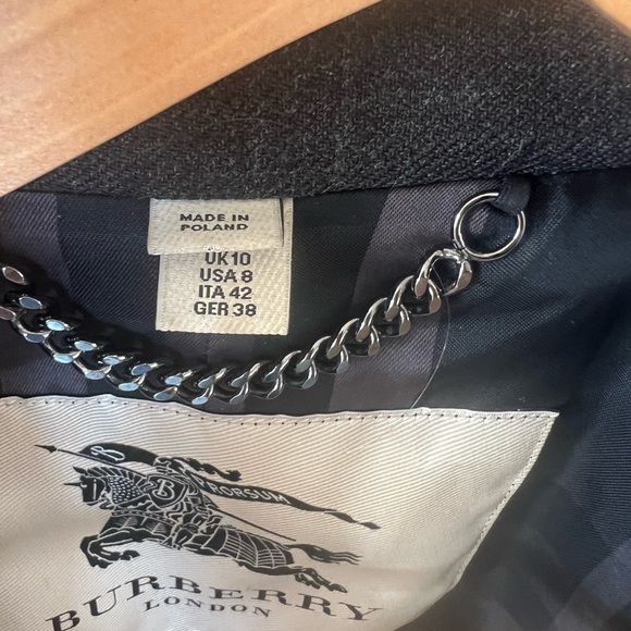 Burberry Double-Breasted Women’s Knee-Length Charcoal Button Belt Coat size 8/M - Picture 12 of 15